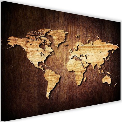 Tableau sur toile Carte du monde en bois 60x40