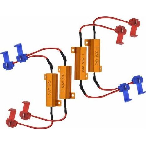 LaBlanc - 4 Stück 50W 8 Ohm LED-Lastwiderstände Scheinwerfer-Lastwiderstand Nebelscheinwerfer LED-Decoder Blinkerdraht-Decoderwiderstand (Behebt Hyperblinken, Warnunterdrückung) (1/5)
