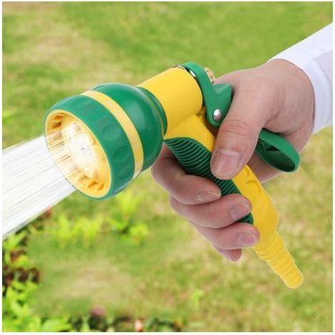 Pistolet d'arrosage multifonctionnel en ABS avec poignée en alliage d'aluminium et 8 jets différents, outil d'arrosage de jardin (1/5)