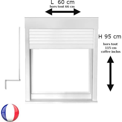 Fenêtre PVC 1 vantail avec volet roulant manivelle H 95 x L 60 cm pour pose en neuf - tirant gauche (1/5)