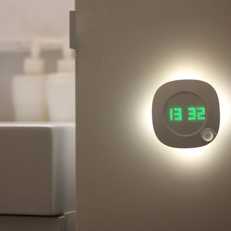 LED PIR Motion Sensor Wall Clock Lamp 360 Degree USB Modern Design Digital Watch Time Indoor Kitchen Bathroom Study Night Light (1/5)