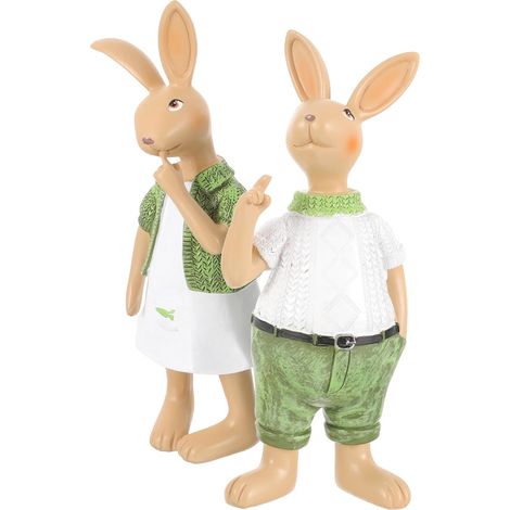Paar Kaninchen Garten Harzstatue aus Kunstharz Wetterfeste