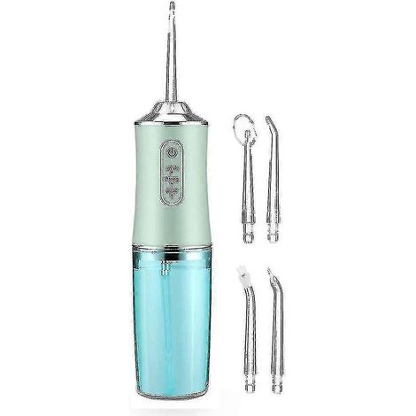 Tragbare Munddusche mit USB-Ladefunktion, 220 ml Wassertank, Zahnreiniger (Grün) (1/3)