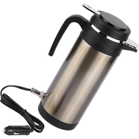 Bouilloire de voiture 900 ml 12 V, bouilloire électrique portable en acier inoxydable pour voiture, camion et camping-car, bouteille chauffante de voyage pour eau chaude, café et thé (version 12 V) (1/5)
