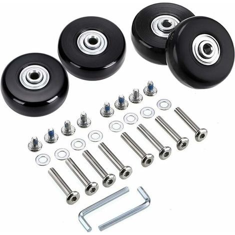 Juego de 4 ruedas de repuesto de 50 x 18 mm para maletas, ruedas giratorias de goma, rodamientos, kits de reparación. (1/5)