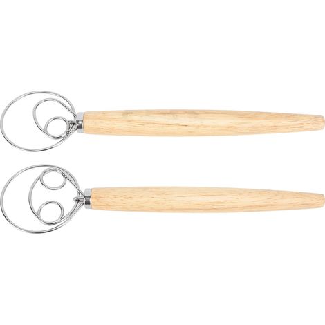 Dänischer Gebäckbesen aus Edelstahl mit Holzgriff, robuster holländischer Brotbesen aus Edelstahl mit Schaber für die Küche, mit 1 Öse und 2 Ösen sowie Schaber (1/5)