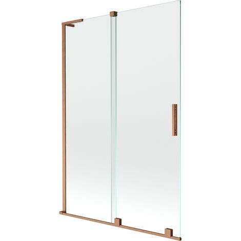 Mexen Velar L paroi de baignoire 2 vantaux coulissants 120 x 150 cm, transparent, cuivre brossé - 896-120-003-01-65 (1/2)