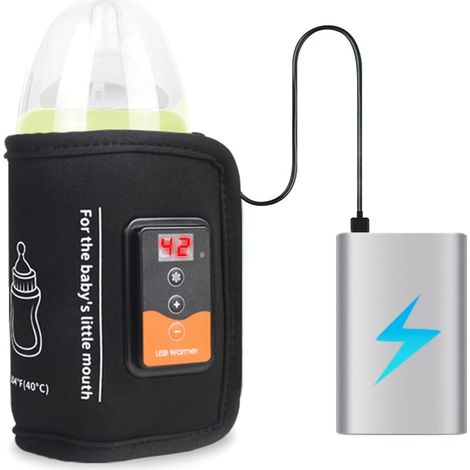 Chauffe-biberon, Chauffe-biberon de Voiture Alimenté par USB, Chauffe-lait de Voyage avec Contrôle de la Température et écran LCD, Chauffage Uniforme pour L'intérieur, L'extérieur, les Voyages, la Con (1/5)