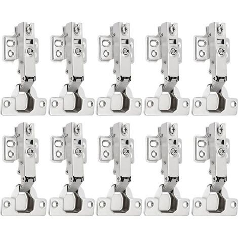 10 pièces Charnieres Porte Placard 110 Degré Complètement Recouvrante Charniere Porte Cuisine avec Amortisseur Intégré Mécanisme (1/4)