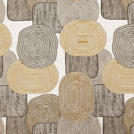 Tissu d’ameublement jacquard à motif géométrique capsules Jaune Ocre 140 cm (1/2)