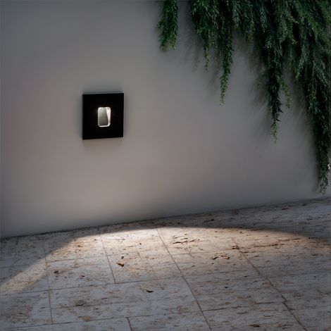 Baliza Exterior LED 2W Empotrable Pared Cuadrado Olite 4000K Negro Blanco Neutro