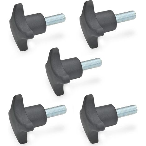 Ganter Normelemente Lot de 5 vis à poignée croisée - Poignée en thermoplastique (PA) - Avec vis en acier galvanisé - DIN 6335.4-ST-32-M6-16 - Filetage M6 x 16 (1/3)