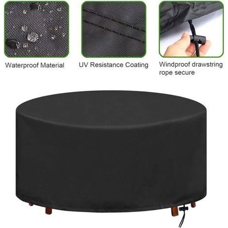 Runde Gartentischabdeckung, wasserdicht, UV-beständig, robustes Oxford-Gewebe, Schutz für Ihren Outdoor-Tisch, Ø 128 x 71 cm (1/5)