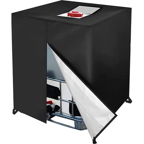 Housse de réservoir IBC, 1000L 210D, en tissu Oxford, 120 x 100 x 116 cm, housse de réservoir IBC, pour l'extérieur, imperméable et anti-poussière, noire (1/5)