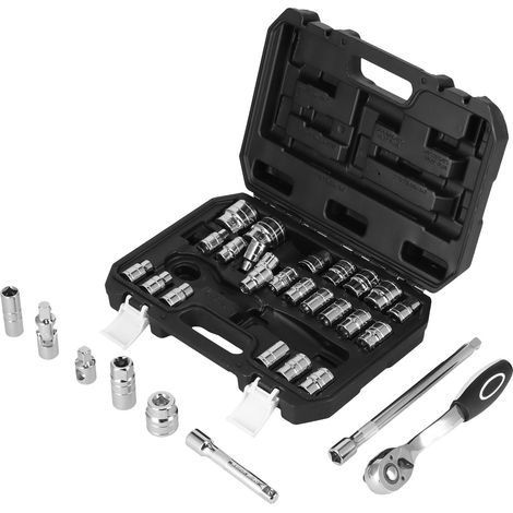 Jeu de 33 douilles à cliquet, haute résistance, anti-corrosion, coffret d'outils pour voiture (1/5)