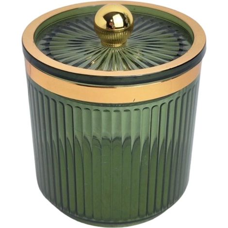 Pot porte-cotons-tiges de maquillage vert clair (1/5)