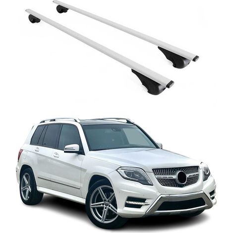 OMAC Dachträger Querträger für Mercedes GLK Klasse X204 2008-2015 – Abschließbar – Max. 75 kg – 2 Stangen Stahl Silber (1/5)
