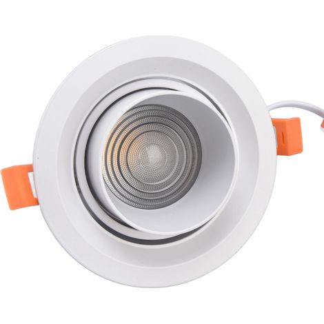 Spot orientable LED COB 7W encastrable projecteur plafond, lumière chaude 3000K, 100-264V, trou de perçage 95mm, réglable pour décoration intérieure (1/5)
