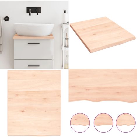 Waschtischplatte 40x50x2 cm Massivholz Unbehandelt - Eichenholz Waschtischplatte - Naturholz Waschtischplatte