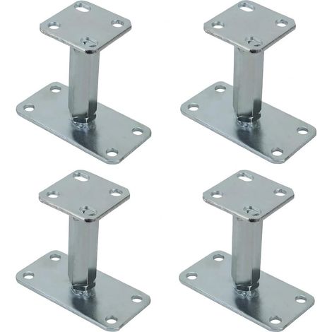 4 Pièces de Supports de Poteau Réglables en Hauteur 140-200 mm, Pied de Support en Acier Galvanisé avec Plaque Inférieure 160x80 mm et Plaque Supérieure 80x80 mm – Base Stable pour Poteaux en Bois (1/3)