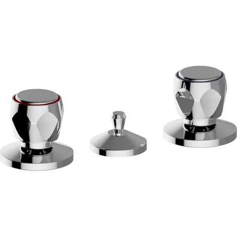 Teorema - Batteria Bidet Tre Fori Cromato Con Manopole