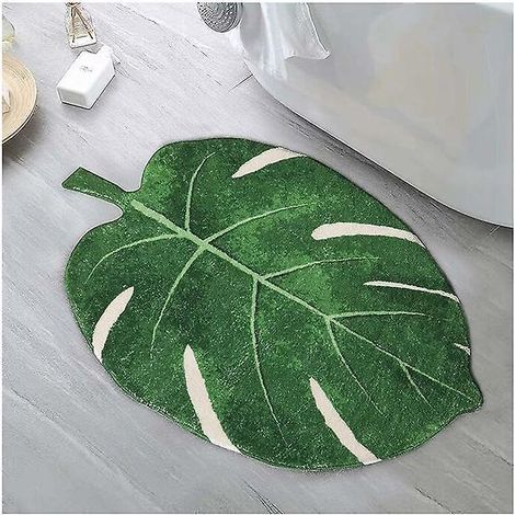 vert 5080cm Leaf Carpet Protecteur De Sol En Coton Tapis De Bain Antidrapant En Forme De Feuille (1/4)