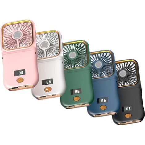 Mini ventilatore portatile, ricaricabile tramite USB e pieghevole, 3 velocità, piccolo, potente e ideale per ufficio e attività all'aperto (blu). (1/5)