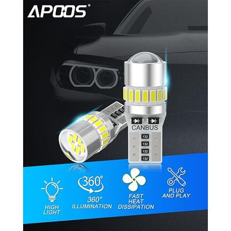 T10 LED Bulbs CANBUS 12V W5W 194 501 168 24SMD for Car Interior Dome Door Ceiling Position License Plate Lights White (1/4)