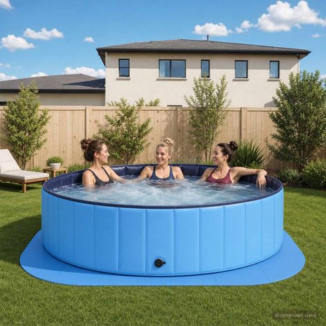 vidaXL Tapete para piscina 36 uds. Ø 350 cm Redondo Espuma EVA Azul (1/5)