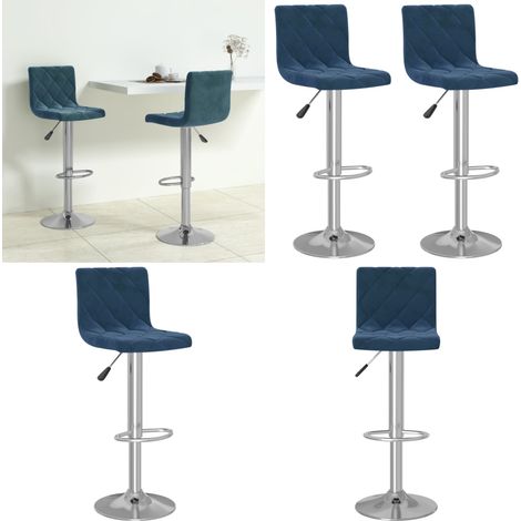 vidaXL Tabourets de bar lot de 2 bleu velours (1/5)