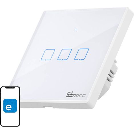 Interruttore luce touch Sonoff T2 EU TX WiFi + RF 433 (3 canali) Nuova versione (1/5)