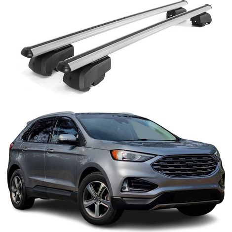 OMAC Aluminium Dachträger Querträger für Ford Edge II 2015-2023 – City Crash – ISO/PAS 11154:2006 – Abschließbar – Max. 75 kg – 2 Stangen Silber (1/5)