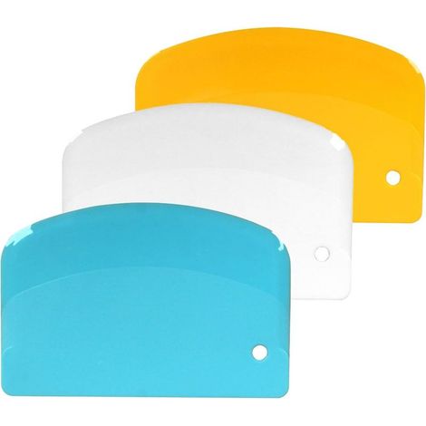 3 Pièces Corne Patisserie, 13.5x9.2cm Coupe-pâte en Plastique Grattoir à Pâte Coupe Pate Boulangerie pour Cuisine,Pâtisserie,Crêpes (Bleu Jaune Blanc) (1/4)