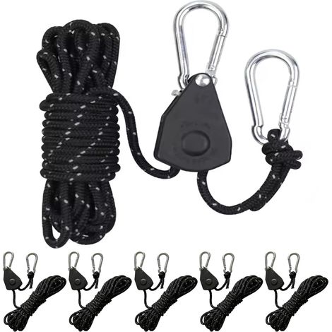 Lot de 4 haubans réfléchissants de 4 m (13 pi) avec tendeur, cliquet réglable de 4 mm de diamètre avec crochet (1/5)