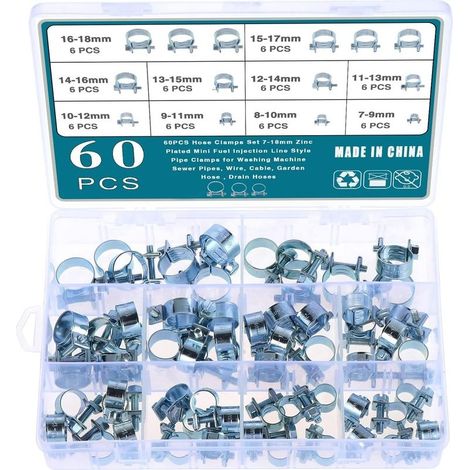 Lot de 60 colliers de serrage en silicone galvanisé pour tuyau de carburant (1/5)