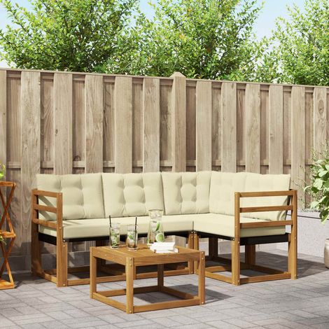 vidaXL Outdoor Sofa Set with Cushion 5 pcs Natural and Cream