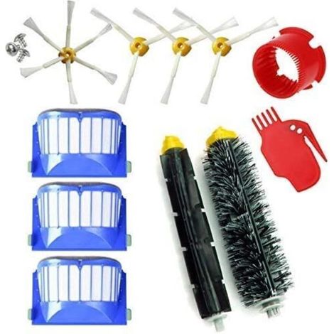 Replacement parts kit for Roomba 600 series 605 610 612 615 616 620 621 630 645 650 651 655 660 665 670 671 - 11-piece pack - Compatible with iRobot - Brushes and filters--DTEKGAZ