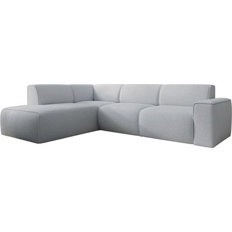 Selsey Bouvi – Ecksofa mit seitlicher Rückenlehne an der Ottomane, links, hellgrau, Bouclé