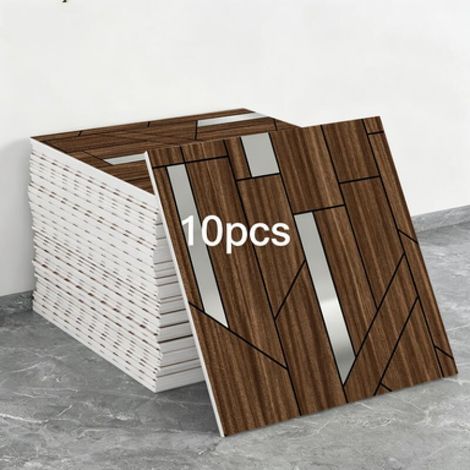 Set mit 10 selbstklebenden Tapeten in Holzoptik (Fliesenoptik, Maße: 30 x 30 x 0,2 cm) (1/5)
