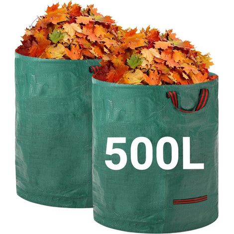 Sacs à Déchets de Jardin Robustes - 500Lx2 Sacs de Jardin Réutilisables avec Poignées - Pliables et Réutilisables Tissu Industriel pour Feuilles Déchets Débris (1/5)
