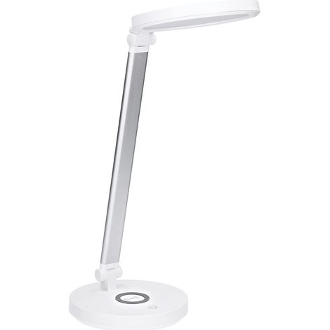 BLUCO DASH Flexo Led Regulable con Control Táctil. Lámpara de Escritorio con Cargador Inalámbrico para Móviles. Flexo Articulable Blanco para Estudio y Oficina. Lámpara de Lectura Moderna de 2W (1/5)