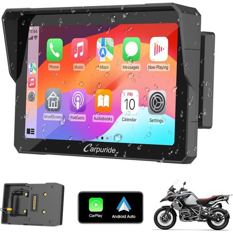 W702B Screen with Custom Bracket for Motorcycle Wireless and Auto, 7" Portable Touch Screen Waterproof, Bluetooth Trans, Navigation. (1/5)