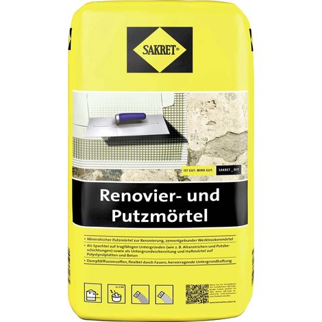 SAKRET Renovier- und Putzmörtel 10 kg Sack weiß Estrich & Mörtelprodukte (1/2)