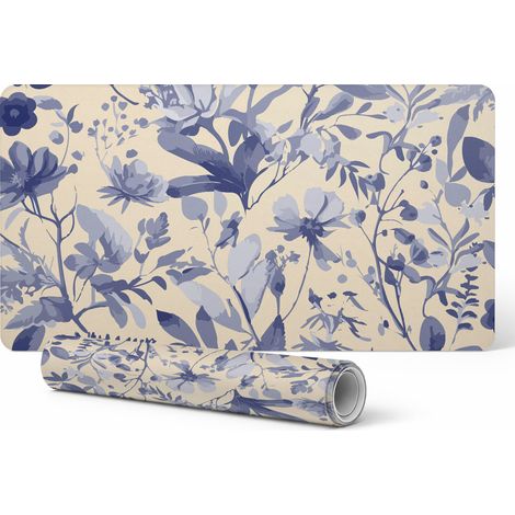 Alfombrilla de escritorio antideslizante y duradera con estampado floral retro de 120x60 cm.