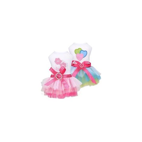 Ensemble de 2 vêtements pour petite chienne de type Yorkshire ou Chihuahua, comprenant un gilet tutu en dentelle et une jupe, idéal pour un déguisement de princesse. Taille M. (1/4)