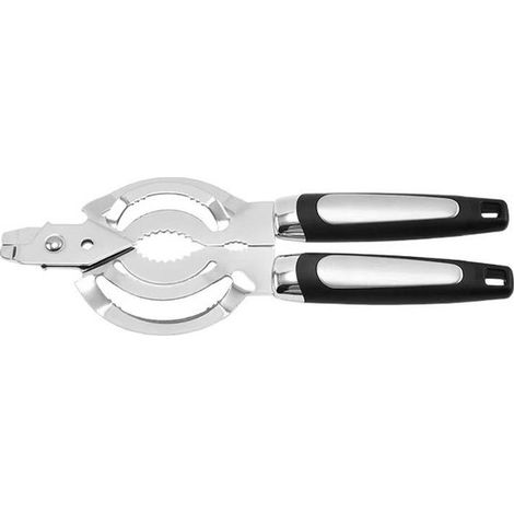 Ouvre-tout - Ouvre-bocal - Acier inoxydable - Ouvre-couvercle - Ouvre-bière - Ouvre-bouteille - Multifonctionnel - Ustensile de cuisine - Aide de cuisine - Pour couvercles et bocaux - 258.8 cm - Argen (1/5)