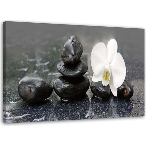 Tableau sur toile Orchidée Pierre Spa Zen 90x60 (1/5)
