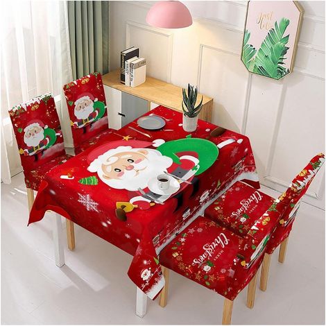 Weihnachtsdekoration Tischdecken, Weihnachtstischdecke und Stuhlhussendekoration, Weihnachtsstuhlhussen, universelle Stretch-Stuhlhussendekoration, für Weihnachtsfeierdekoration (1/4)