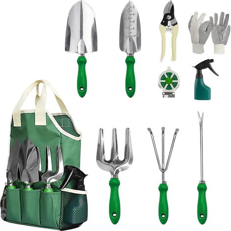 Kit d'Outils de Jardinage Equipement Solide Et 11 Pièces Outils de Jardin Hommes Femmes Débutants Pelouse Fleurs Arbres (1/5)
