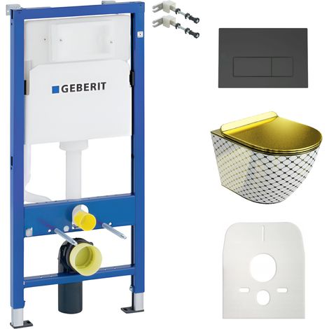 GEBERIT WC Set mit Vorwandelement, Wand-WC und Spülknopf (1/5)
